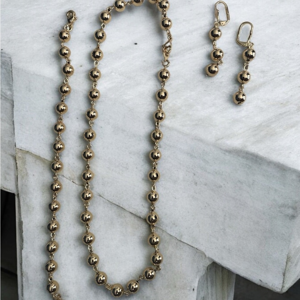 14K Gold Electroplated Necklace Earrings and Bracelet Set